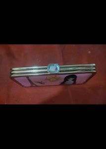 ✨ Vintage Paris Print Hard Clutch Handbag with Gol