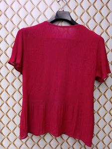 New With Tag Korean Kin Red Linen Top