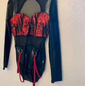 Leather &amp; Sequin Bodysuit