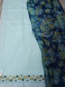 Unstitched Dress Material With Organza Duptta