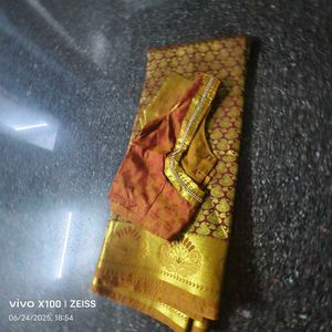 Elegant Maroon &amp; Gold Saree