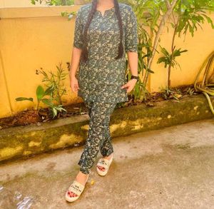 Leaf Print Kurta Set