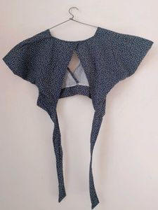 Branded Blue Tieup Crop Top.