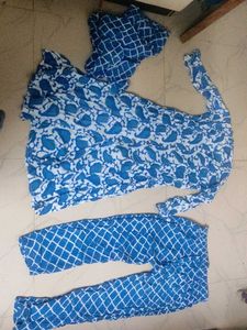 Blue Printed Kurta Set