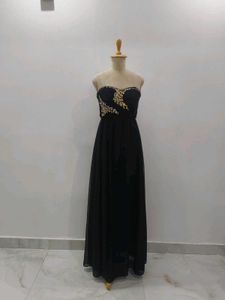Black Strapless Embellished Gown