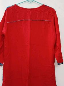 Red &amp; Blue Patterned Kurta