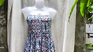I. Floral Strapless Dress