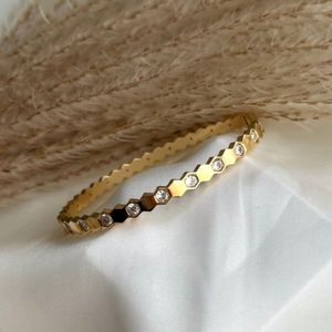 18K Plated Hexagon CZ Bracelet
