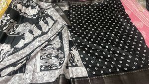 New Black And White Kalamkari Saree