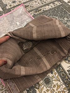 Elegant Brown Striped Saree