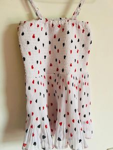 White Heart Print top with adjustable strap