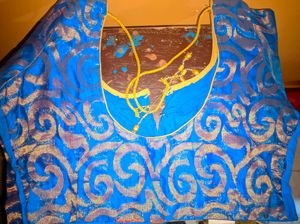 Cobalt Blue Chanderi Blouse For Women.