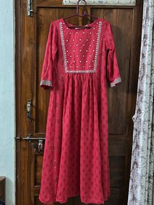 Red Embroidered Kurta Dress