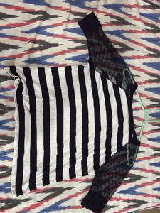 Striped Mesh Top