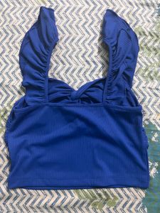 Cute Blue Ruffle Top