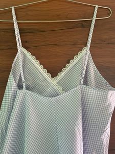 Blue Gingham Lace Trim Sleep Dress