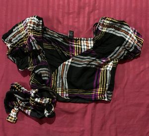 Plaid Wrap Crop Top