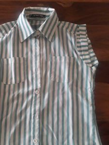 Striped Green White Sleeveless Top