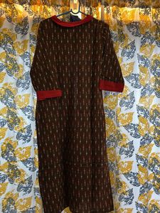 Brown Ikat Print Kurta