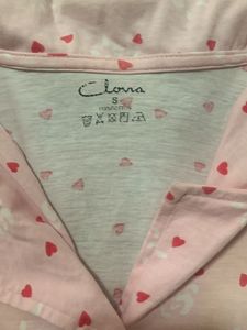 Clovia Heart Print Bight Auit With Full Lower