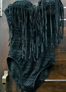 Black Fringe Swimsuit