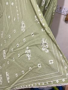 Light Green Cotton Kurta Set