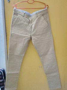 Beige Slim Fit Trousers