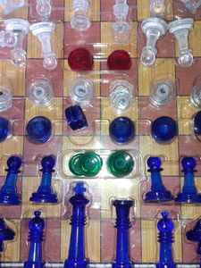 Glass Chess Set intact all piece