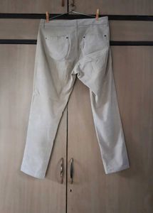 Beige Casual Corduroy Pants