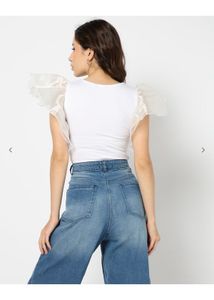 Frill sleeves body suit