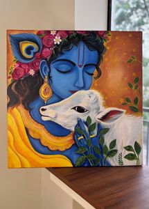 Krishna Painting on 24x24 Inches Canvas