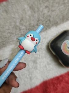 Cute Miniso Black Gel Pen ,Freebiee Pencil
