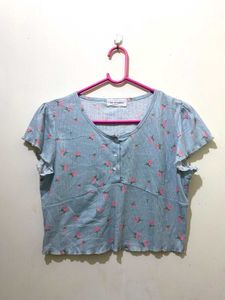 Crop floral stretchy top bust 36-42 length 16