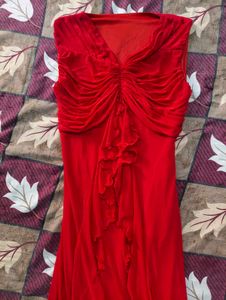 Red Ruffled Maxi Night Dress