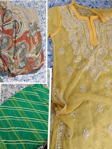 Combo Of Two Saree Witha Free Chikankari Kurti
