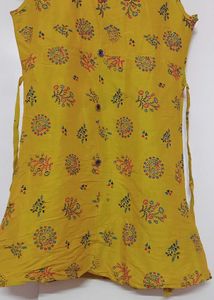 Yellow Printed Kurta