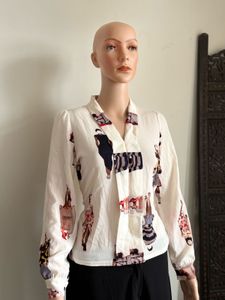 Vintage Graphic Print Blouse