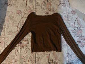 Brown Full Sleeve Fitted Top