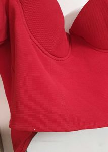 Red Puff Sleeve Corset Top