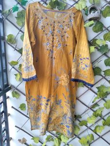 Mustard Kurta With Embroidery