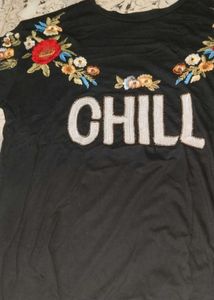 Embroidered 'Chill' Graphic Tee