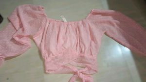 Pink Swiss Dot Crop Top
