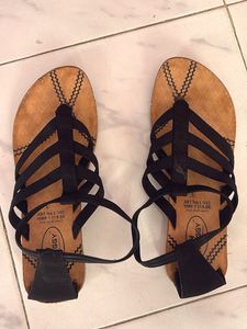 Stylish black strappy sandals