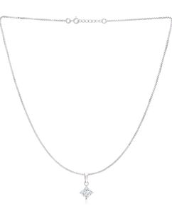 Sterling silver Round Cut Shape Solitaire Pendant with Box Chain | Pendants to Gift Womens | Silver Chain With Certificate of Authenticity and 925 Stamp