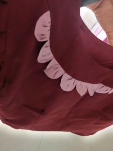 Maroon Side Open Blouse With Cute Neck Design