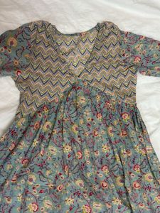 V-neck Anarkali Kurta