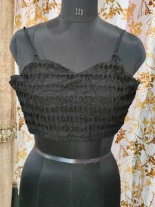 Black Lace Crop Top