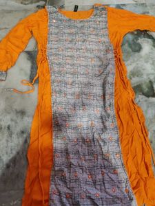 Orange & Grey Kurta