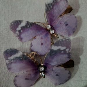 lavender colour butterfly clips with stone
