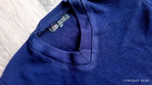 Boys Navy Blue V-Neck Sweater